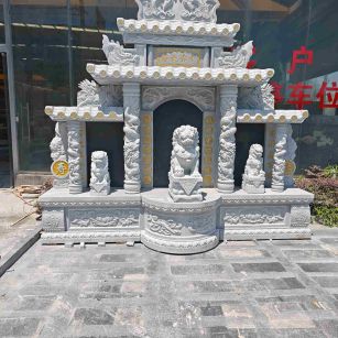 宜昌芝麻白中国黑石材套墓 花岗岩墓碑