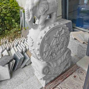 宜昌芝麻白抱鼓石 庭院抱鼓石